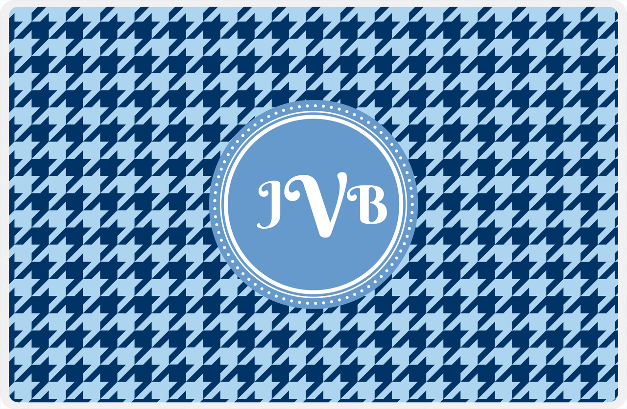 Personalized Houndstooth Placemat - Navy and Light Blue - Glacier Circle Frame -  View