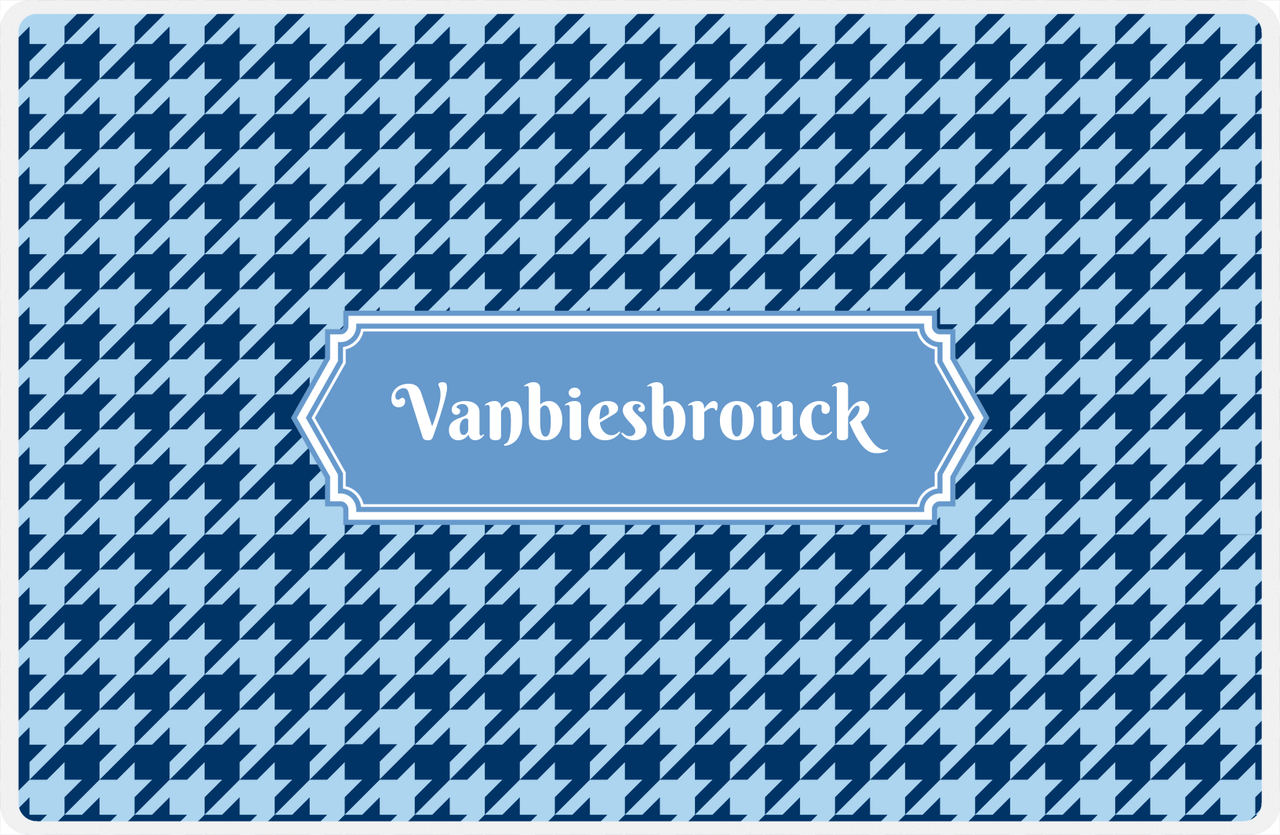 Personalized Houndstooth Placemat - Navy and Light Blue - Glacier Decorative Rectangle Frame -  View