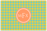 Thumbnail for Personalized Houndstooth Placemat - Viking Blue and Mustard - Tangerine Circle Frame -  View