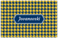 Thumbnail for Personalized Houndstooth Placemat - Navy and Mustard - Navy Decorative Rectangle Frame -  View
