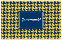 Thumbnail for Personalized Houndstooth Placemat - Navy and Mustard - Navy Rectangle Frame -  View