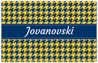 Thumbnail for Personalized Houndstooth Placemat - Navy and Mustard - Navy Ribbon Frame -  View