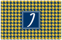 Thumbnail for Personalized Houndstooth Placemat - Navy and Mustard - Navy Square Frame -  View