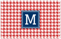 Thumbnail for Personalized Houndstooth Placemat - Cherry Red and White - Navy Square Frame -  View