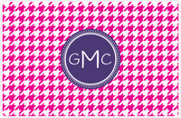 Thumbnail for Personalized Houndstooth Placemat - Hot Pink and White - Indigo Circle Frame -  View