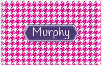 Thumbnail for Personalized Houndstooth Placemat - Hot Pink and White - Indigo Decorative Rectangle Frame -  View