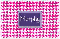 Thumbnail for Personalized Houndstooth Placemat - Hot Pink and White - Indigo Rectangle Frame -  View