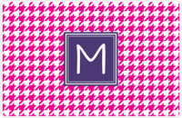 Thumbnail for Personalized Houndstooth Placemat - Hot Pink and White - Indigo Square Frame -  View