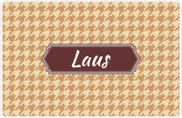 Thumbnail for Personalized Houndstooth Placemat - Light Brown and Champagne - Brown Decorative Rectangle Frame -  View