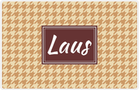 Thumbnail for Personalized Houndstooth Placemat - Light Brown and Champagne - Brown Rectangle Frame -  View