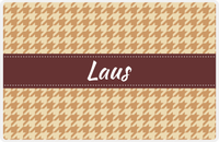 Thumbnail for Personalized Houndstooth Placemat - Light Brown and Champagne - Brown Ribbon Frame -  View