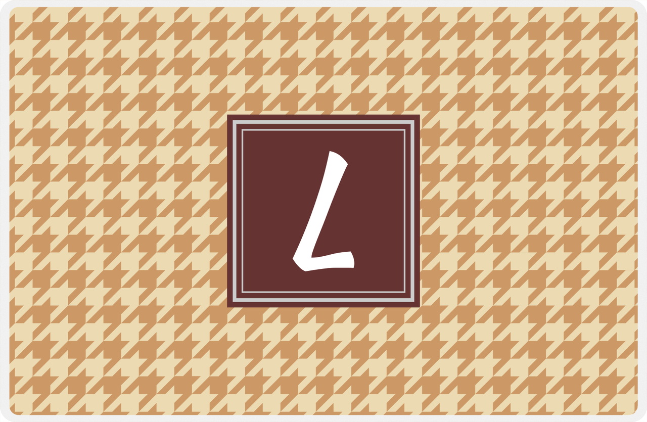 Personalized Houndstooth Placemat - Light Brown and Champagne - Brown Square Frame -  View