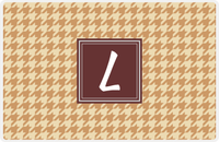Thumbnail for Personalized Houndstooth Placemat - Light Brown and Champagne - Brown Square Frame -  View