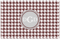 Thumbnail for Personalized Houndstooth Placemat - Brown and White - Light Grey Circle Frame -  View