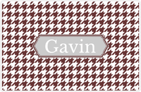 Thumbnail for Personalized Houndstooth Placemat - Brown and White - Light Grey Decorative Rectangle Frame -  View