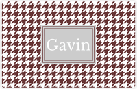 Thumbnail for Personalized Houndstooth Placemat - Brown and White - Light Grey Rectangle Frame -  View