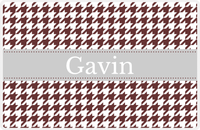 Thumbnail for Personalized Houndstooth Placemat - Brown and White - Light Grey Ribbon Frame -  View