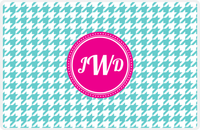 Thumbnail for Personalized Houndstooth Placemat - Viking Blue and White - Hot Pink Circle Frame -  View