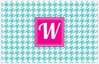 Thumbnail for Personalized Houndstooth Placemat - Viking Blue and White - Hot Pink Square Frame -  View