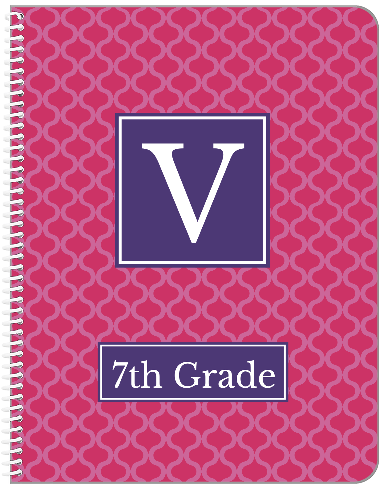Personalized Hourglass Notebook - Pink and Indigo - Square Nameplate - Front View