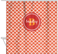 Thumbnail for Personalized Hourglass Shower Curtain - Orange - Circle Nameplate - Hanging View