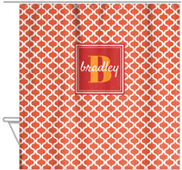 Thumbnail for Personalized Hourglass Shower Curtain - Orange - Square Nameplate - Hanging View