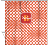 Thumbnail for Personalized Hourglass Shower Curtain - Orange - Stamp Nameplate - Hanging View