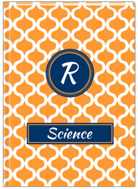 Thumbnail for Personalized Hourglass Journal - Orange and Blue - Circle Nameplate - Front View