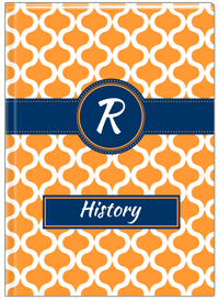 Thumbnail for Personalized Hourglass Journal - Orange and Blue - Circle Ribbon Nameplate - Front View