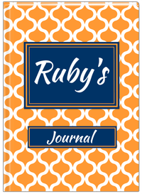 Thumbnail for Personalized Hourglass Journal - Orange and Blue - Rectangle Nameplate - Front View