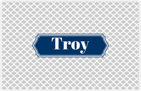 Thumbnail for Personalized Hourglass Placemat - Light Grey and White - Navy Decorative Rectangle Frame -  View