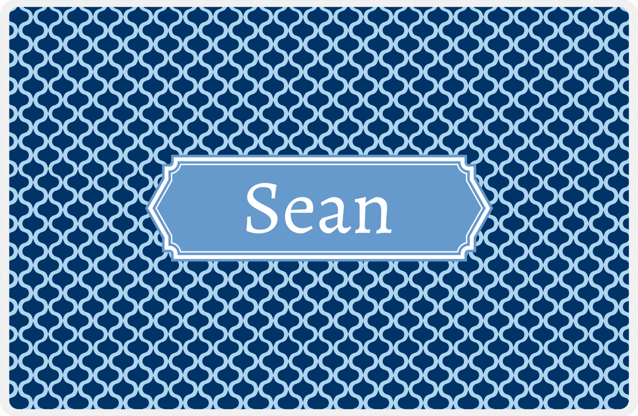 Personalized Hourglass Placemat - Navy and Light Blue - Glacier Decorative Rectangle Frame -  View