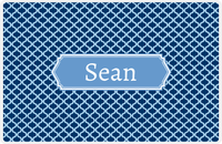 Thumbnail for Personalized Hourglass Placemat - Navy and Light Blue - Glacier Decorative Rectangle Frame -  View