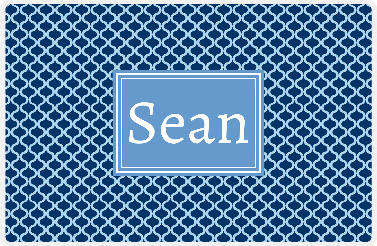 Personalized Hourglass Placemat - Navy and Light Blue - Glacier Rectangle Frame -  View