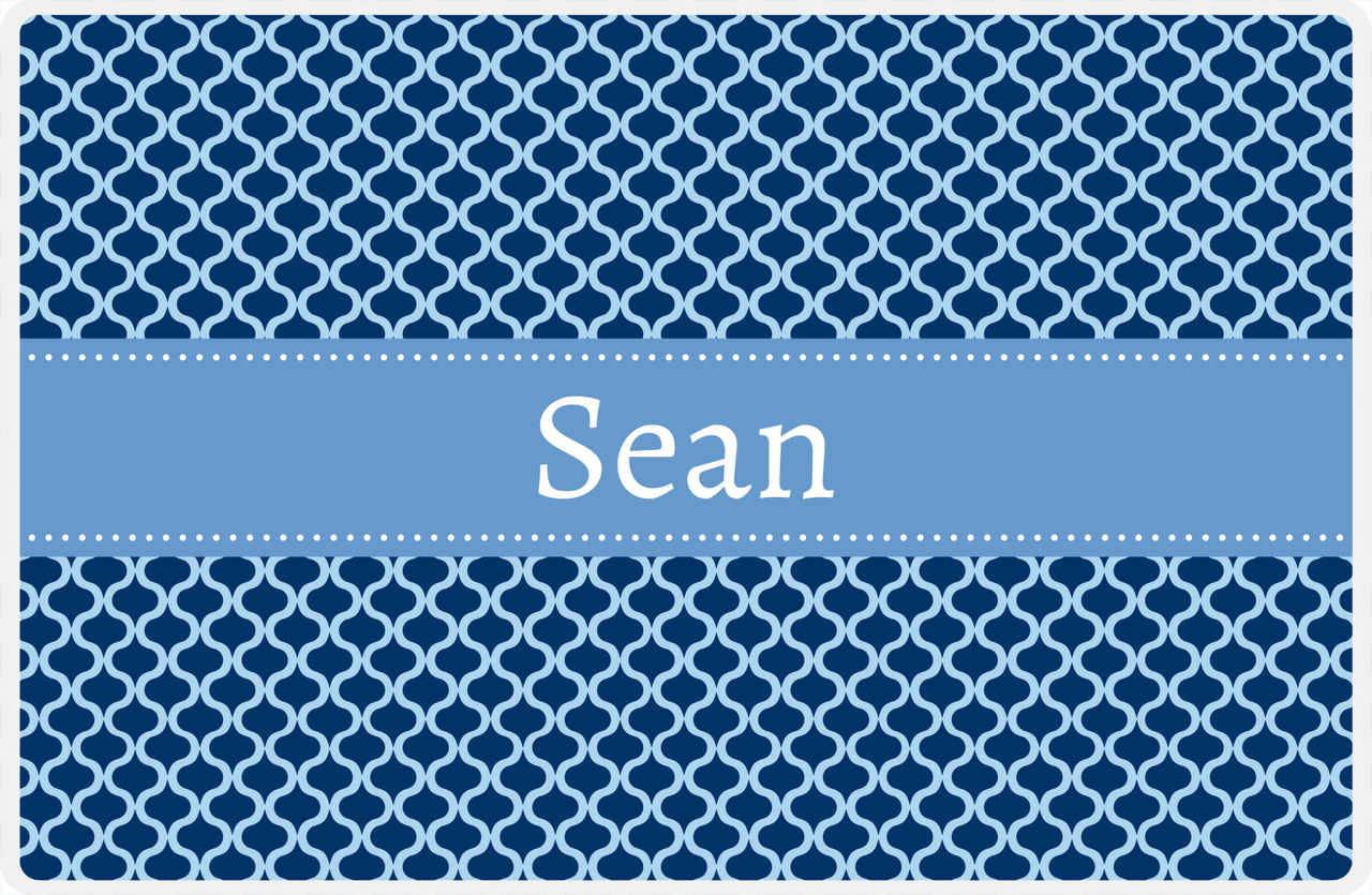 Personalized Hourglass Placemat - Navy and Light Blue - Glacier Ribbon Frame -  View