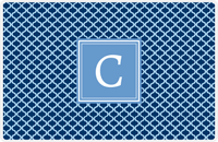 Thumbnail for Personalized Hourglass Placemat - Navy and Light Blue - Glacier Square Frame -  View