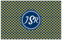 Thumbnail for Personalized Hourglass Placemat - Navy and Mustard - Navy Circle Frame -  View