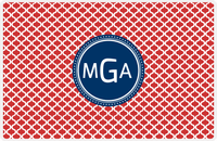 Thumbnail for Personalized Hourglass Placemat - Cherry Red and White - Navy Circle Frame -  View