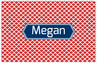 Thumbnail for Personalized Hourglass Placemat - Cherry Red and White - Navy Decorative Rectangle Frame -  View