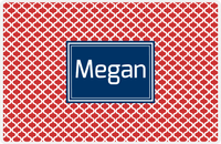 Thumbnail for Personalized Hourglass Placemat - Cherry Red and White - Navy Rectangle Frame -  View