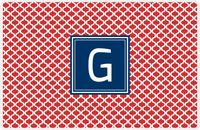 Thumbnail for Personalized Hourglass Placemat - Cherry Red and White - Navy Square Frame -  View