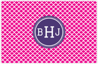 Thumbnail for Personalized Hourglass Placemat - Hot Pink and White - Indigo Circle Frame -  View