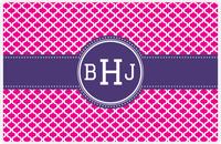 Thumbnail for Personalized Hourglass Placemat - Hot Pink and White - Indigo Circle Frame With Ribbon -  View