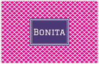 Thumbnail for Personalized Hourglass Placemat - Hot Pink and White - Indigo Rectangle Frame -  View