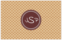Thumbnail for Personalized Hourglass Placemat - Light Brown and Champagne - Brown Circle Frame -  View