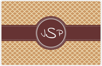 Thumbnail for Personalized Hourglass Placemat - Light Brown and Champagne - Brown Circle Frame With Ribbon -  View