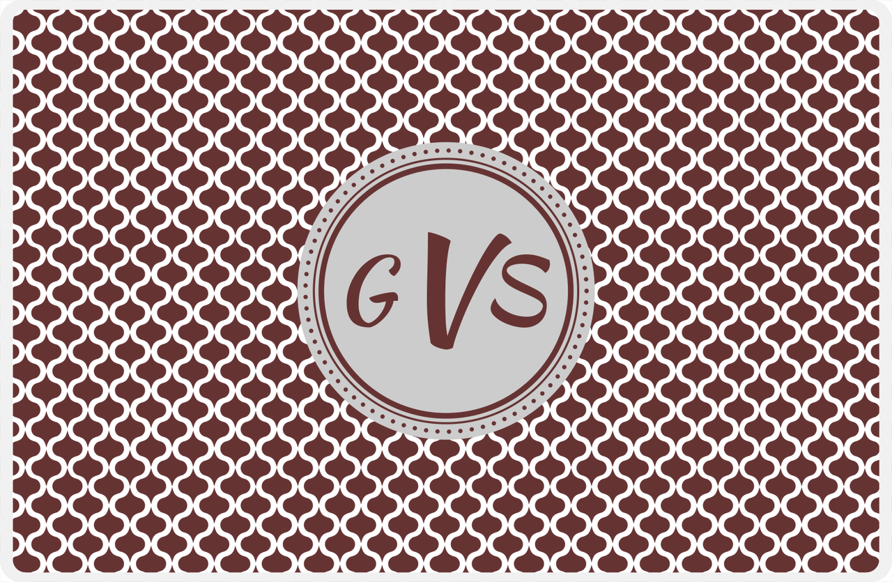 Personalized Hourglass Placemat - Brown and White - Light Grey Circle Frame -  View