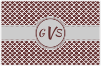 Thumbnail for Personalized Hourglass Placemat - Brown and White - Light Grey Circle Frame With Ribbon -  View