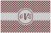 Thumbnail for Personalized Hourglass Placemat - Brown and White - Light Grey Circle Frame With Ribbon -  View
