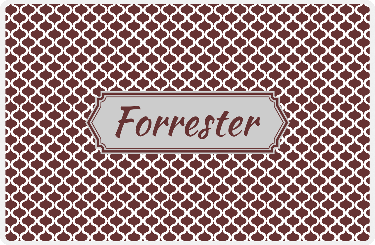 Personalized Hourglass Placemat - Brown and White - Light Grey Decorative Rectangle Frame -  View